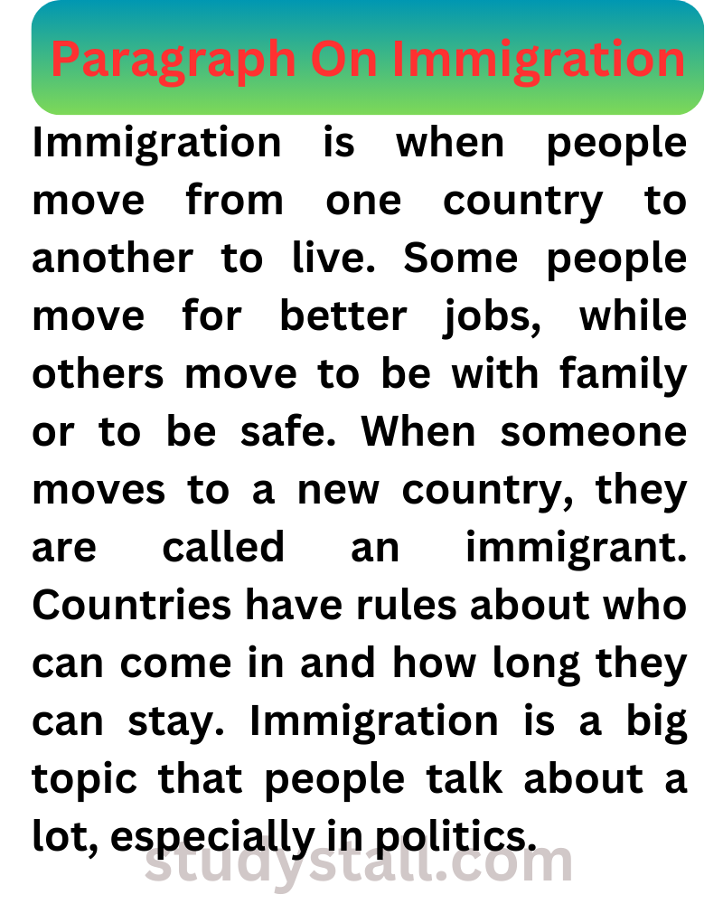 Paragraph On Immigration Words Studystall