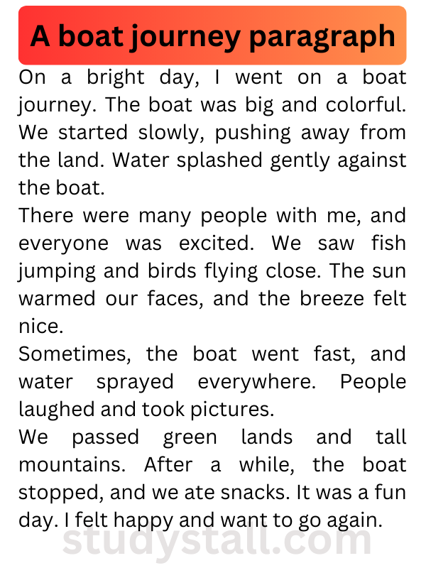 A Boat Journey Paragraph 100 Words
