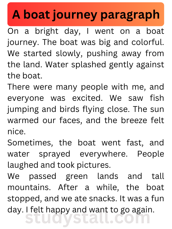 write a short essay on your journey in a boat