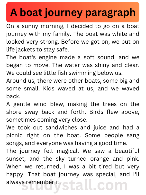 A Boat Journey Paragraph 150 Words