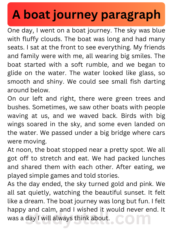 A Boat Journey Paragraph 200 Words