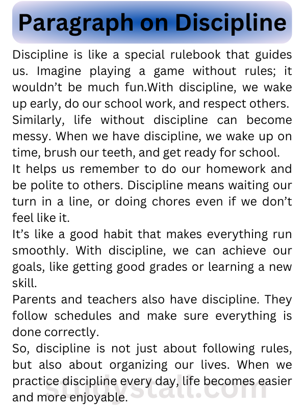 Discipline Paragraph 150 Words