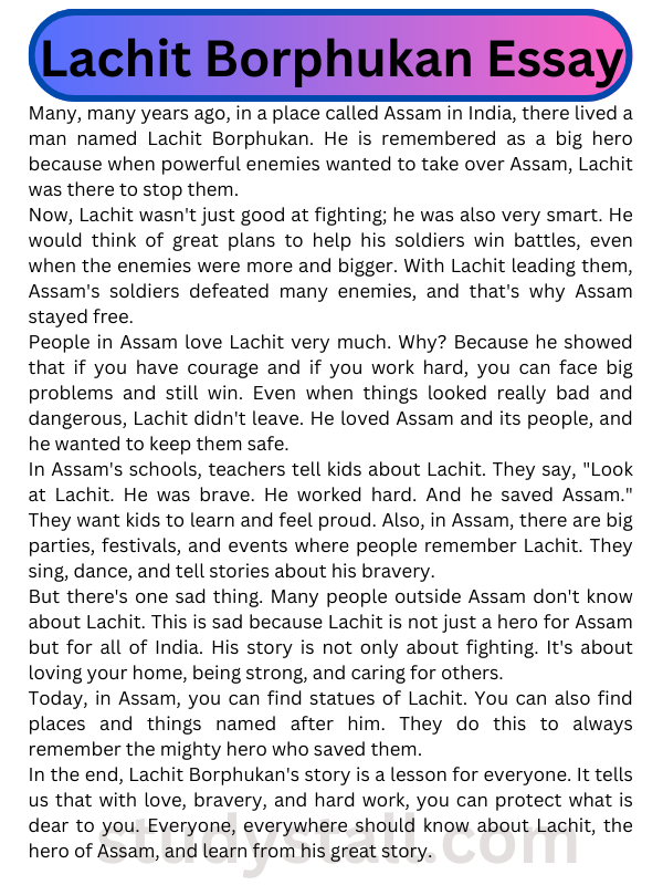 Lachit Borphukan Essay 300 Words