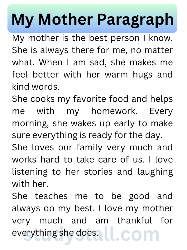 My Mother Paragraph 100 Words