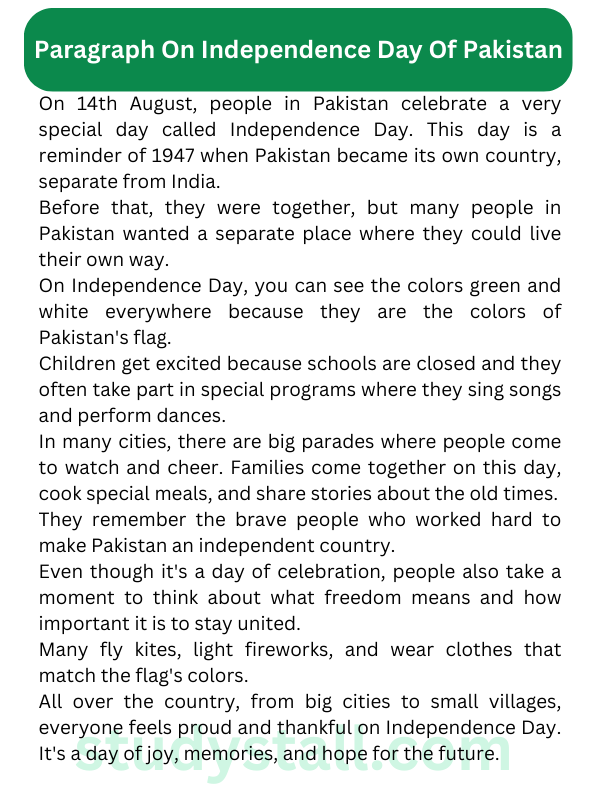 Paragraph On Independence Day Of Pakistan 200 Words (Set 4)