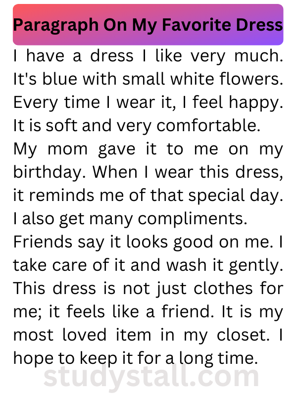 Paragraph On My Favorite Dress 100 Words