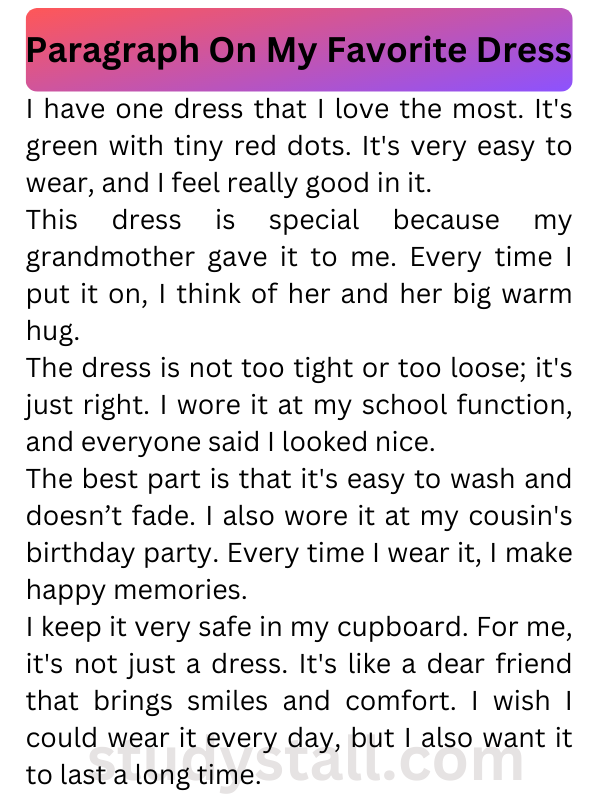 Paragraph On My Favorite Dress 150 Words