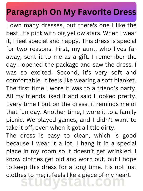 Paragraph On My Favorite Dress 200 Words