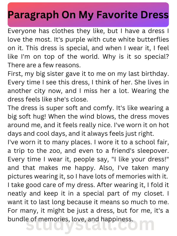 Paragraph On My Favorite Dress 250 Words