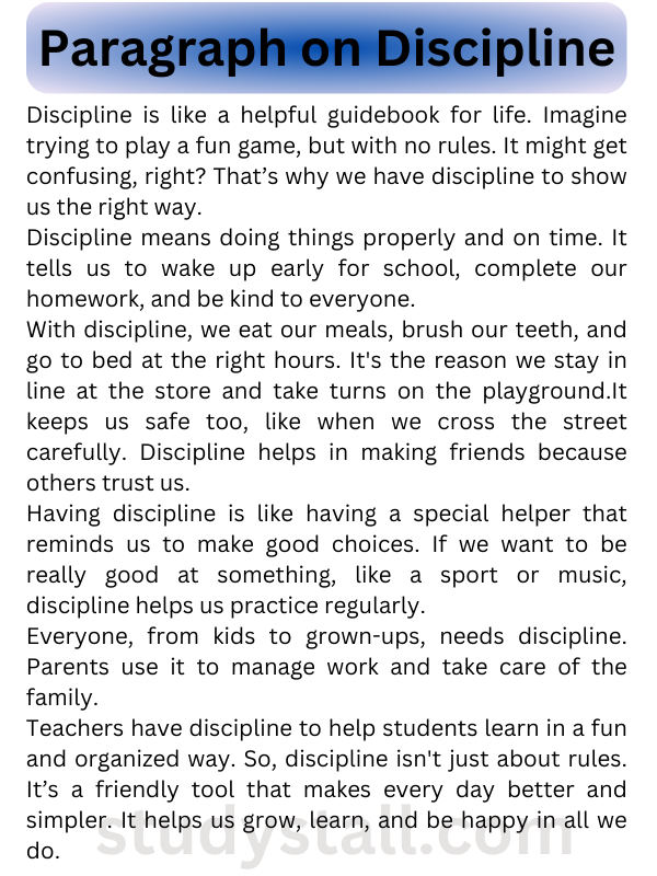 Paragraph on Discipline in English 200 Words