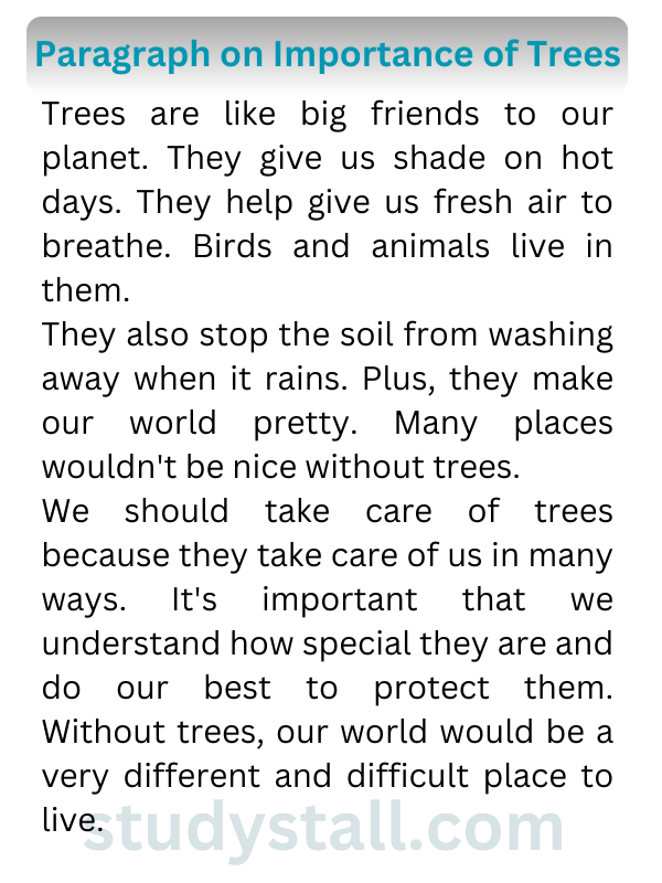 Paragraph on Importance of Trees in 100 Words