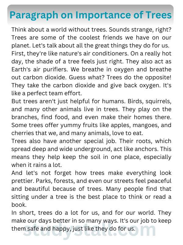 Paragraph on Importance of Trees in English 250 Words