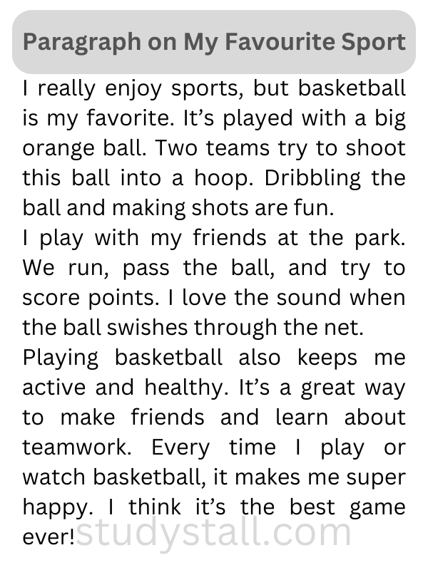 my favorite sport essay 150 words