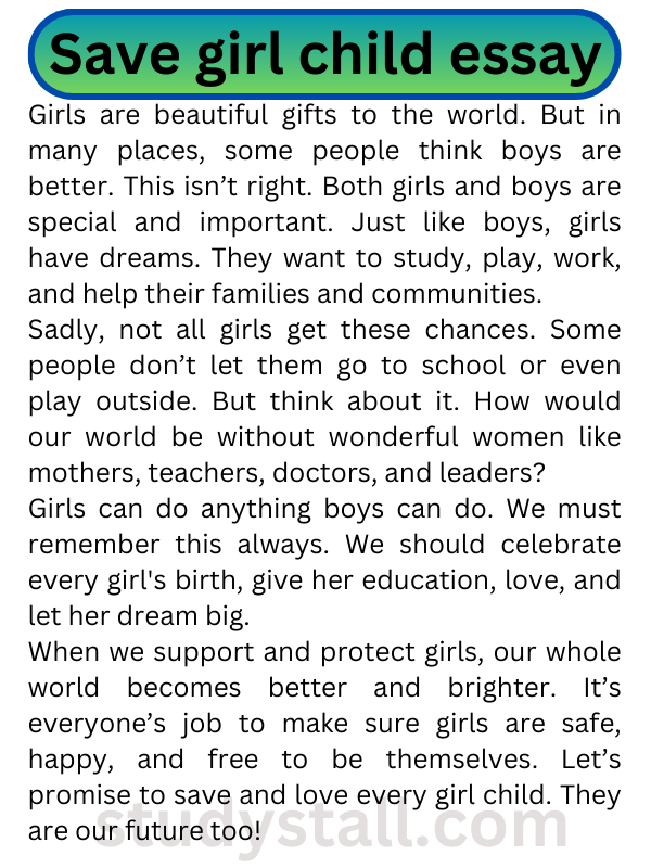 the girl child essay 150 words