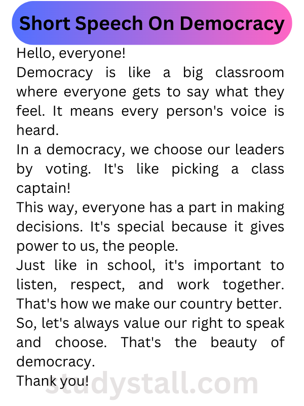 Short Speech On Democracy 100 Words