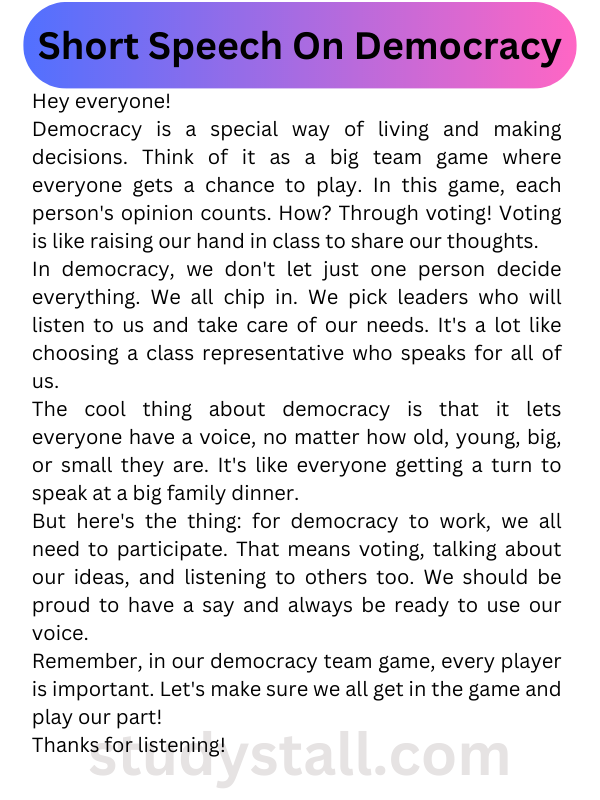 a speech on democracy