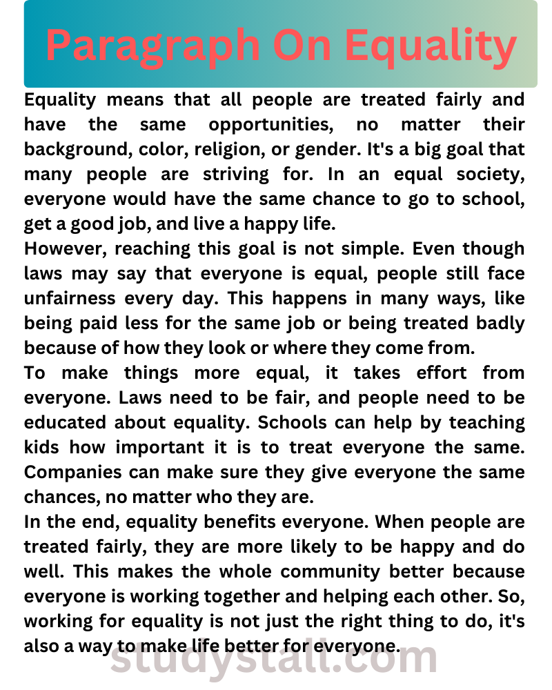 essay on equality in 200 words