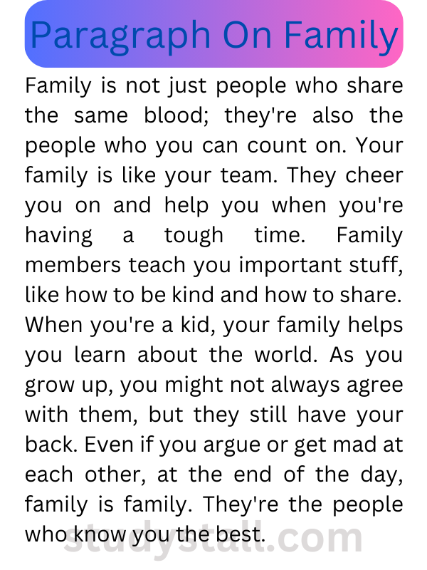 Paragraph On Family (100, 200, 300, & 500 Words) | StudyStall