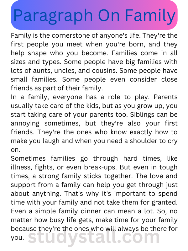 Paragraph On Family (100, 200, 300, & 500 Words) | StudyStall