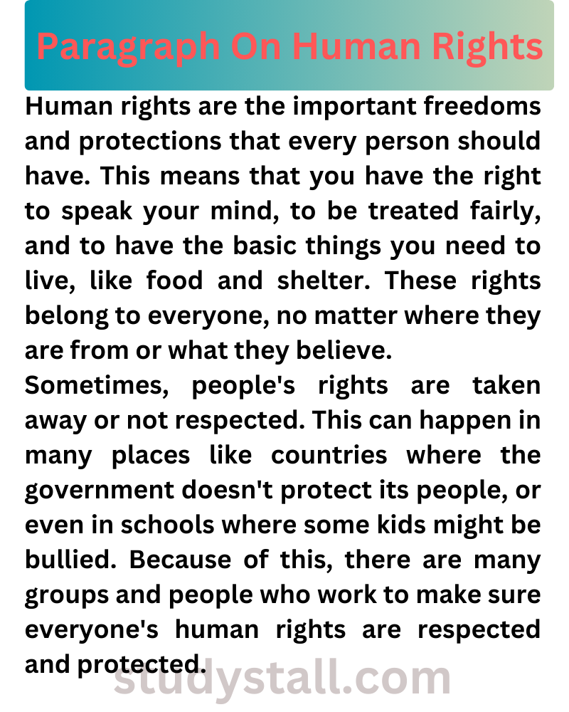 paragraph on human rights for class 8