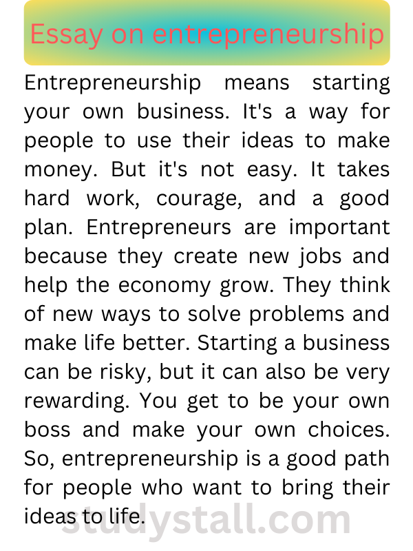write an essay on entrepreneurship as a career option