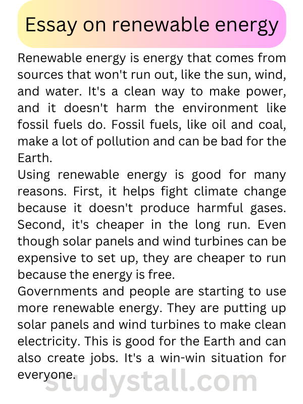 an essay on renewable sources